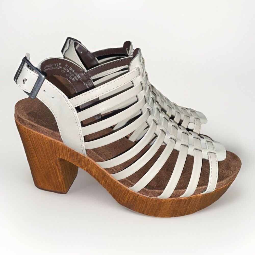 White Mountain Astonish Womens 8.5 Strappy Open Toe Platform Chunky Heel Sandals